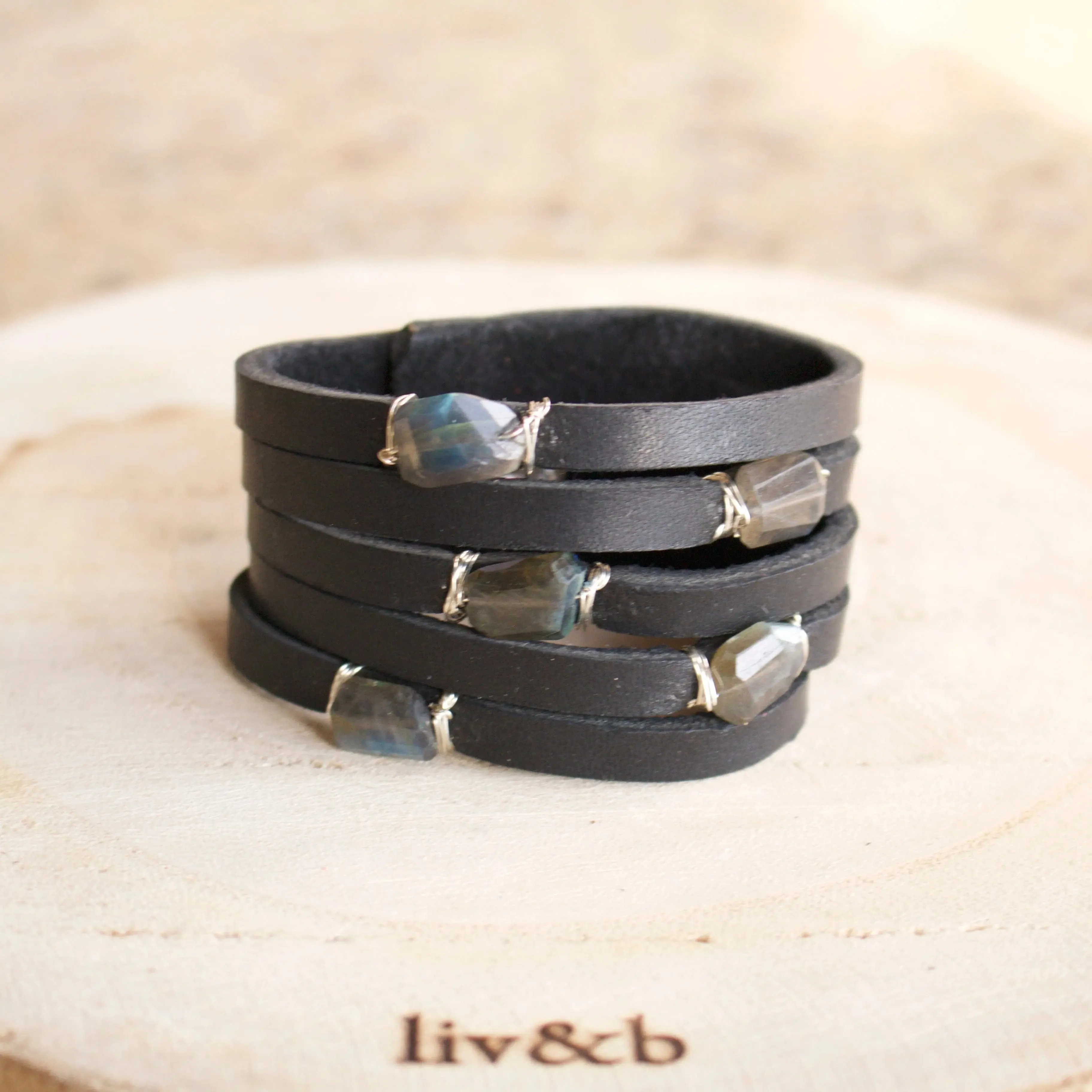 Cinco Leather Wrap Bracelet Black