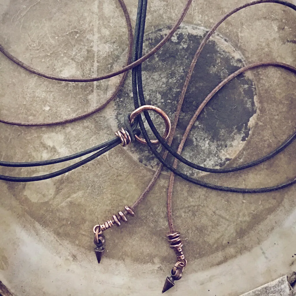 circle positive // copper or silver karma circle bohemian lariat choker style necklace