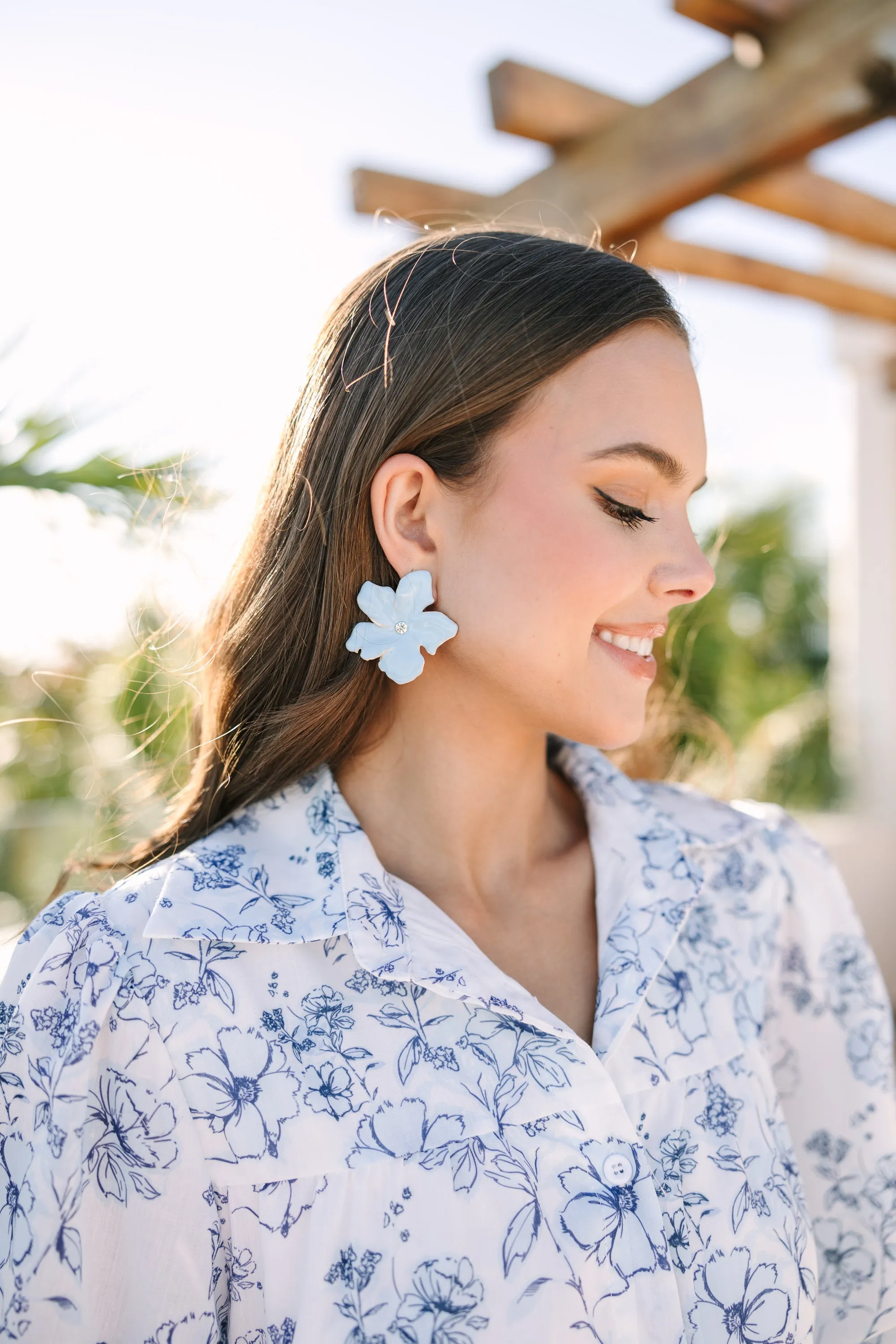 Class Act Light Blue Flower Earrings