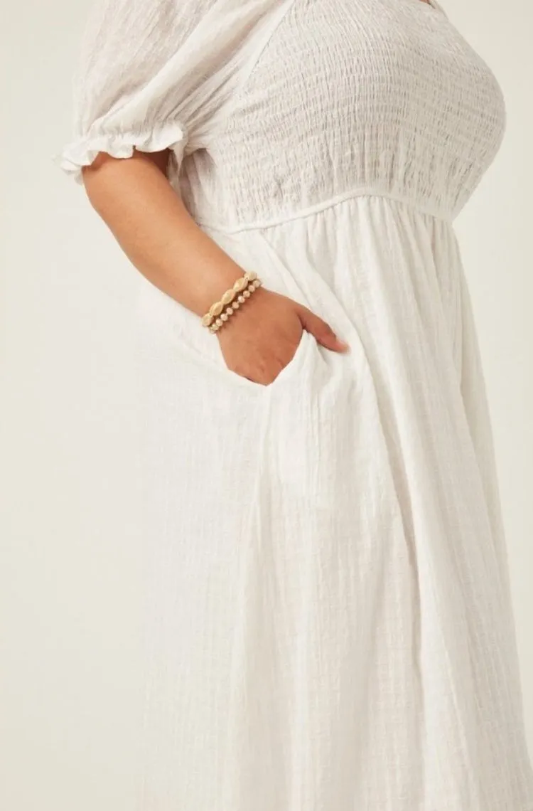 Classic summer white midi dress