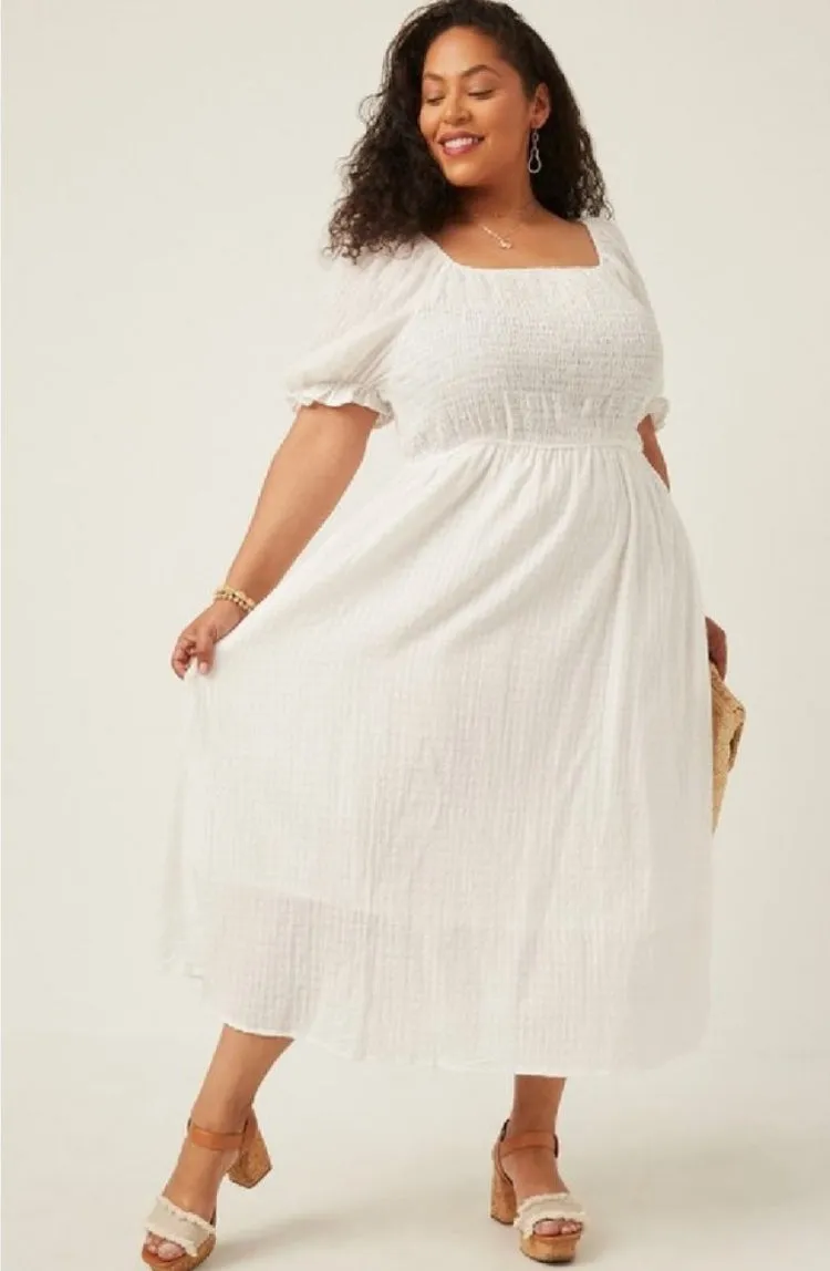 Classic summer white midi dress