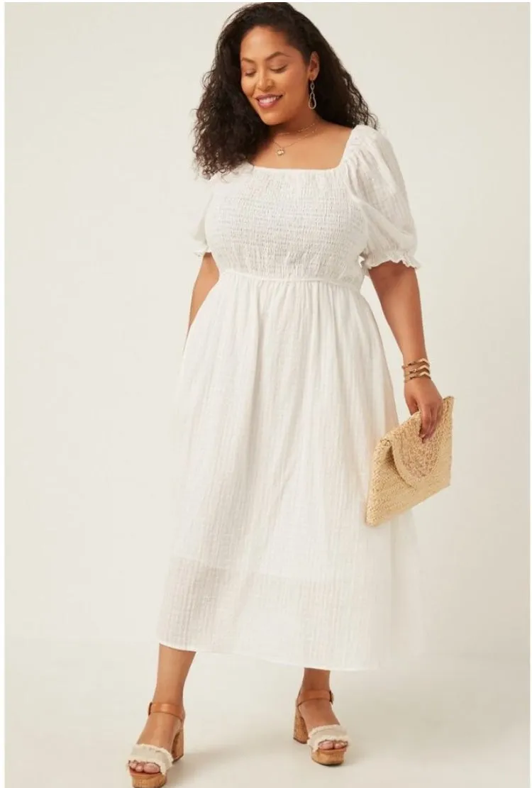 Classic summer white midi dress