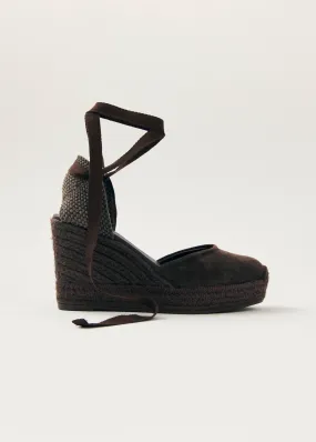 Cordelia Suede Brown Leather Espadrilles