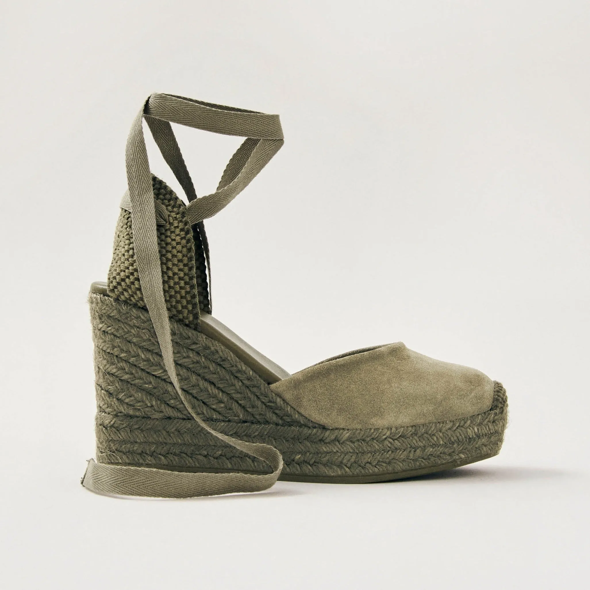 Cordelia Suede Green Leather Espadrilles