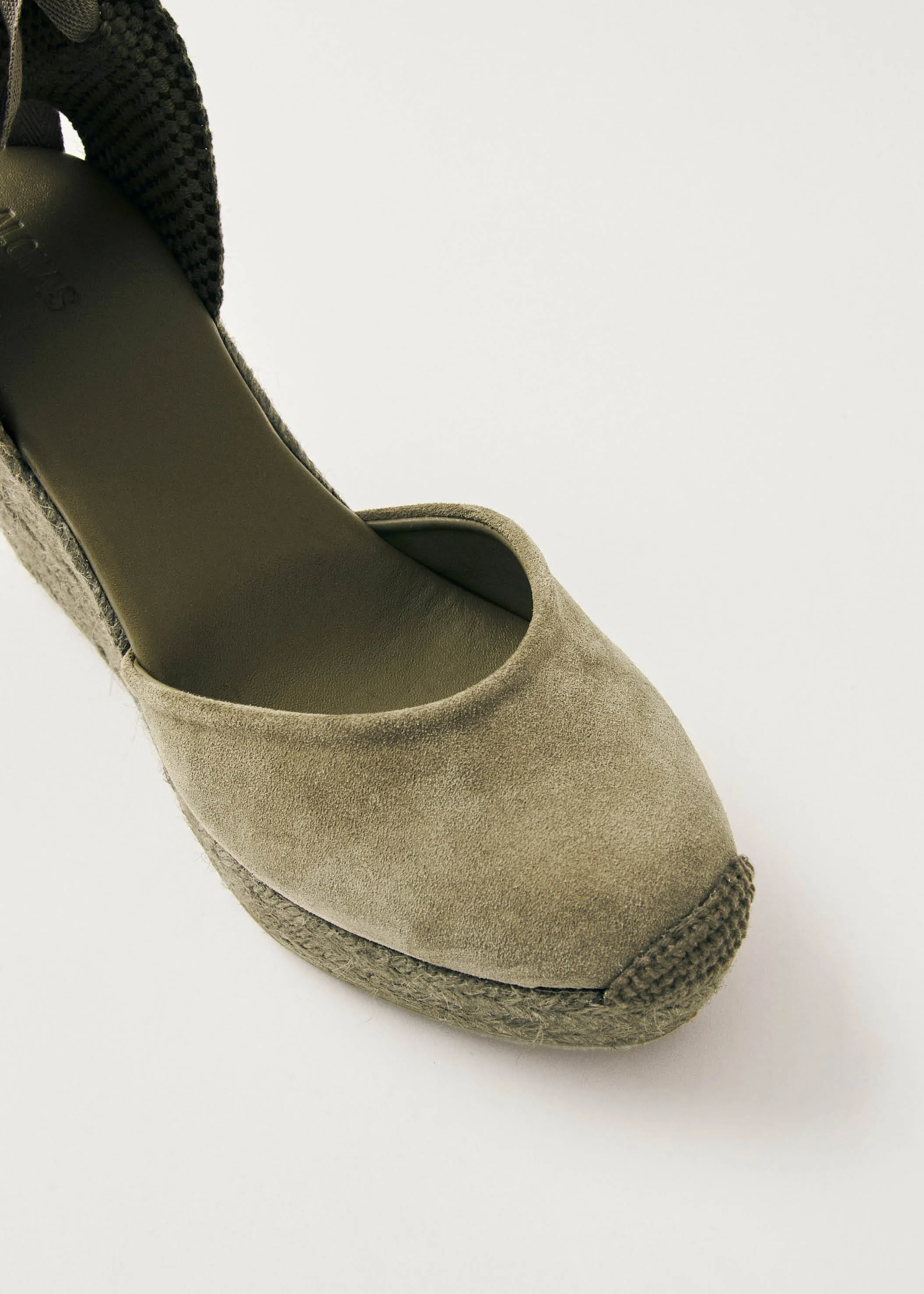 Cordelia Suede Green Leather Espadrilles