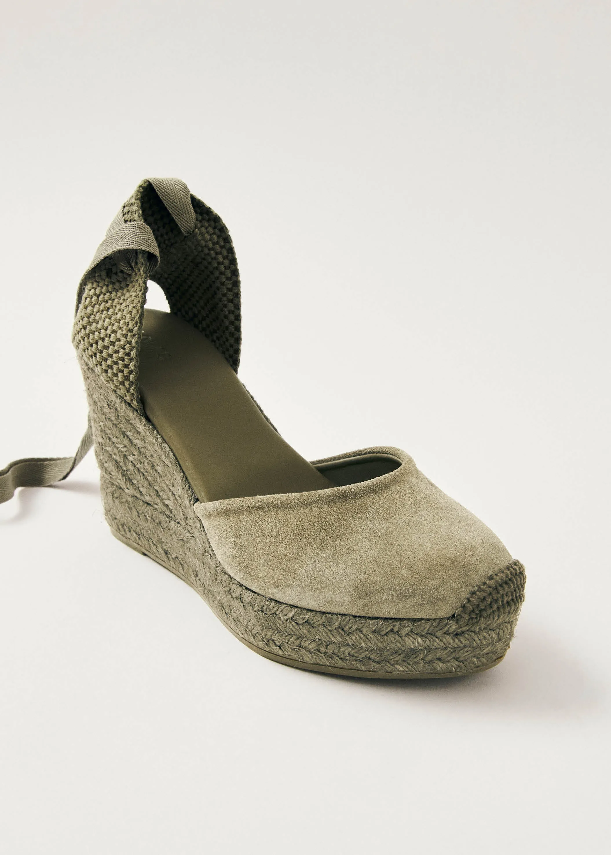 Cordelia Suede Green Leather Espadrilles