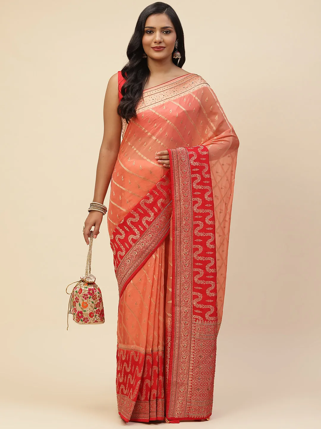 Cutdana Embroidered Organza Handloom Saree