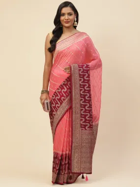 Cutdana Embroidered Organza Handloom Saree