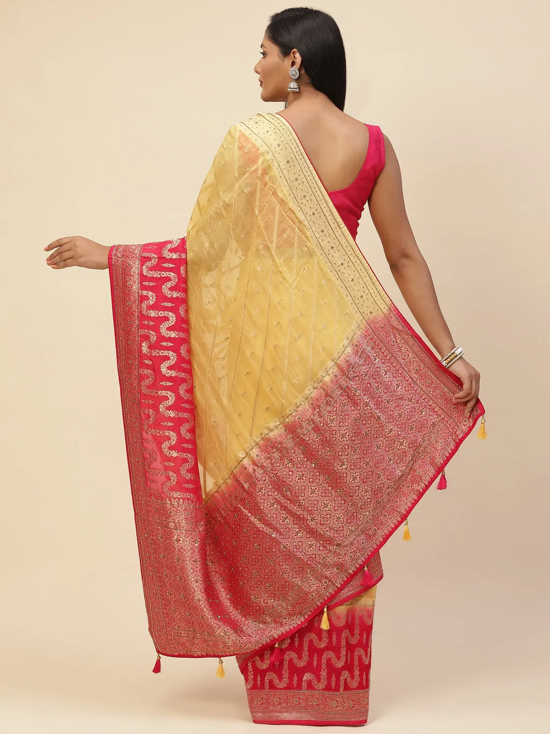 Cutdana Embroidered Organza Handloom Saree