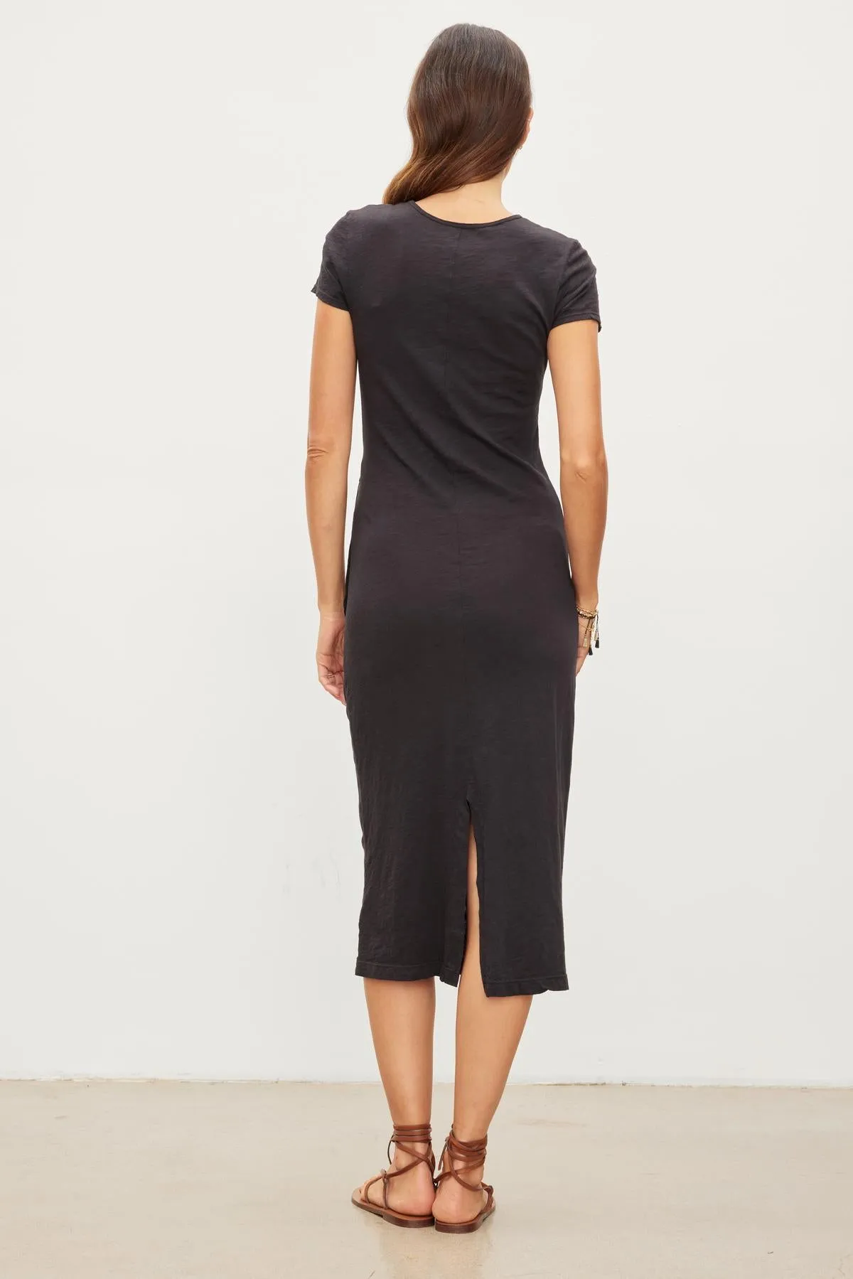 DARCY COTTON SLUB SIDE TIE DRESS - VELVET