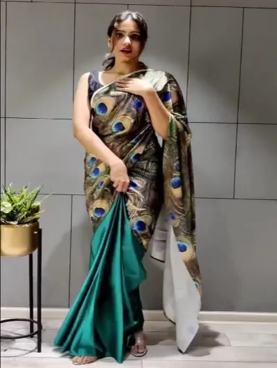 Designer One Minute Saree Ready to wear Satin Sari