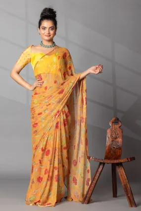 Digital Floral Printed Chiffon Saree