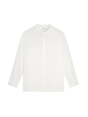 DNA Aloe Linen Mandarin Collar Long Sleeve Shirt—off-white