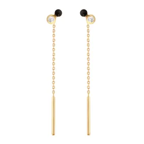 Dot diamond Black resin earrings, Yellow Gold