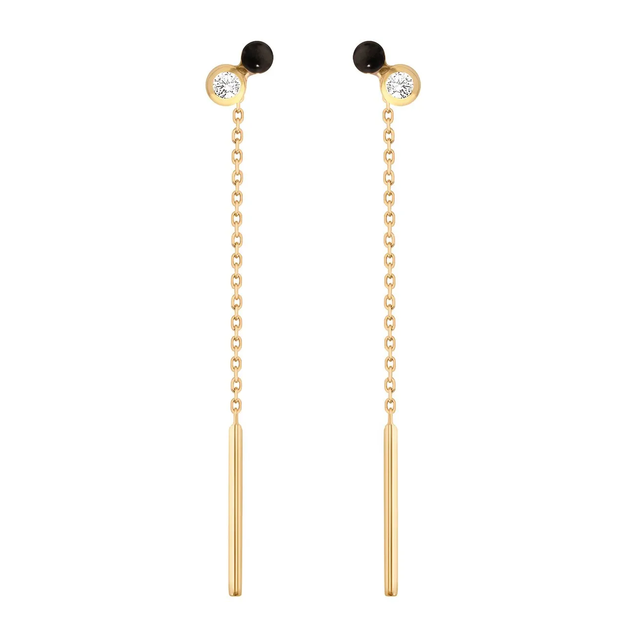 Dot diamond Black resin earrings, Yellow Gold