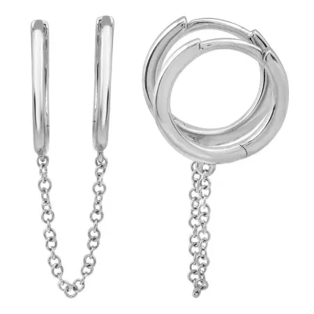 Double Huggie Solid Chain Earrings