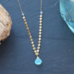 Driftwood - Aqua Chalcedony Dainty Gold Necklace