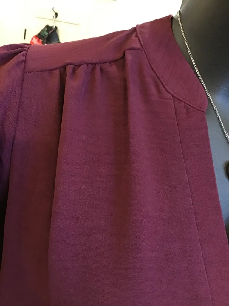 Eggplant Puff Sleeve Blouse - SML