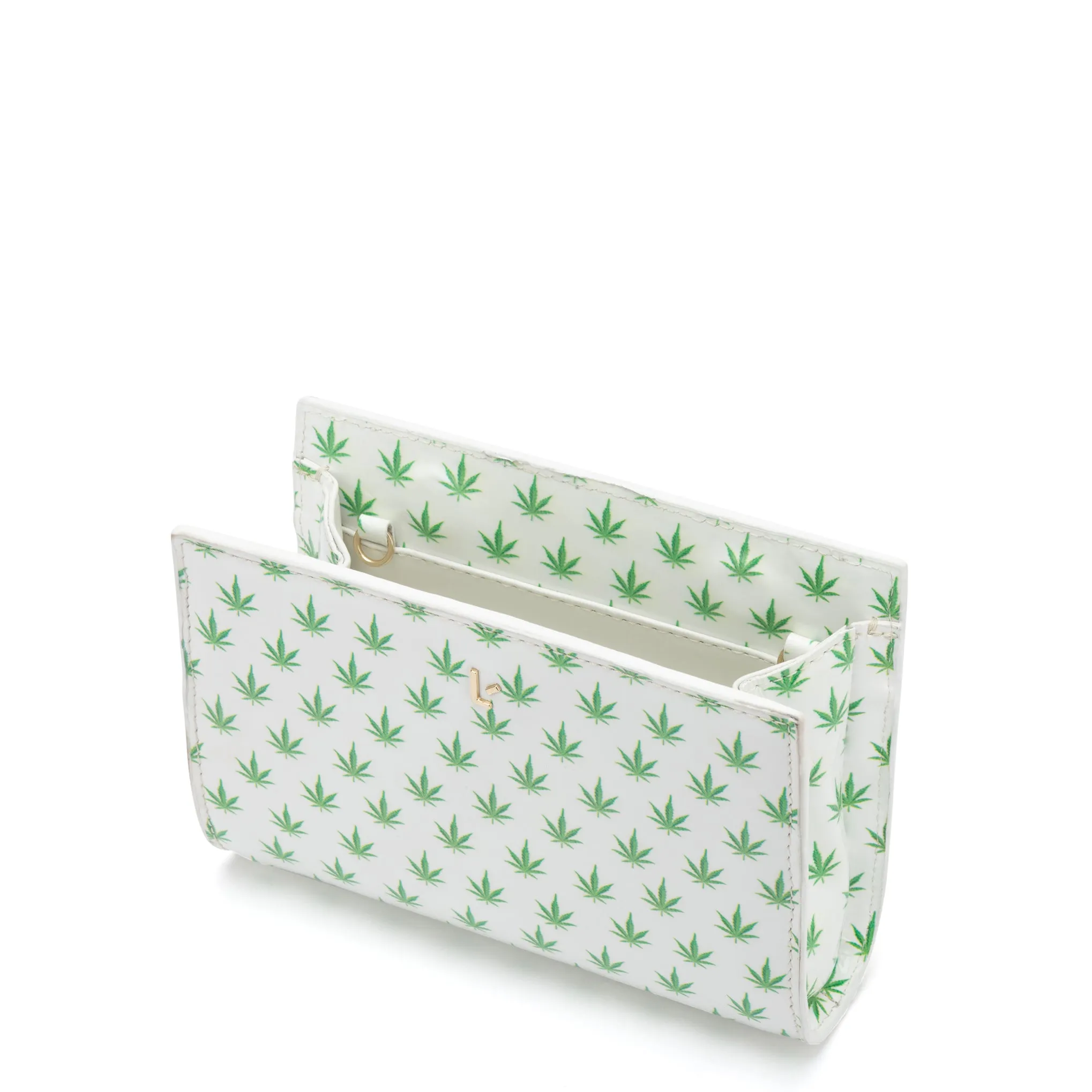 Erin Clutch In White Leaf Patent Leather