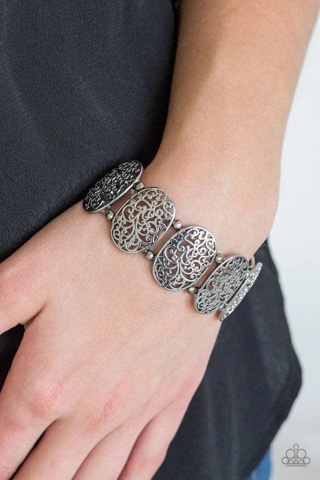 Everyday Elegance Black Filigree Bracelet - Paparazzi Accessories