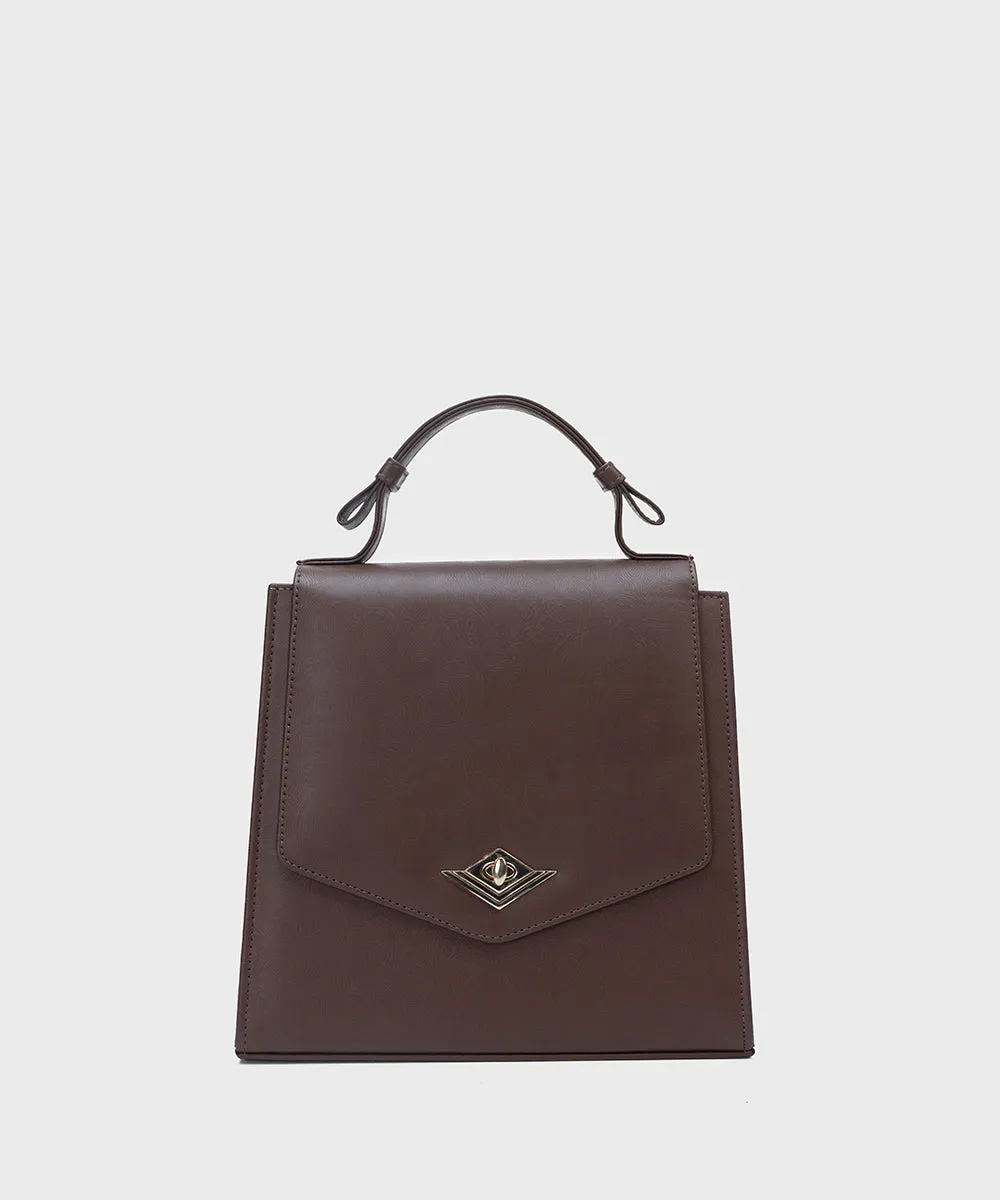 Faux Leather Top Handle Bag