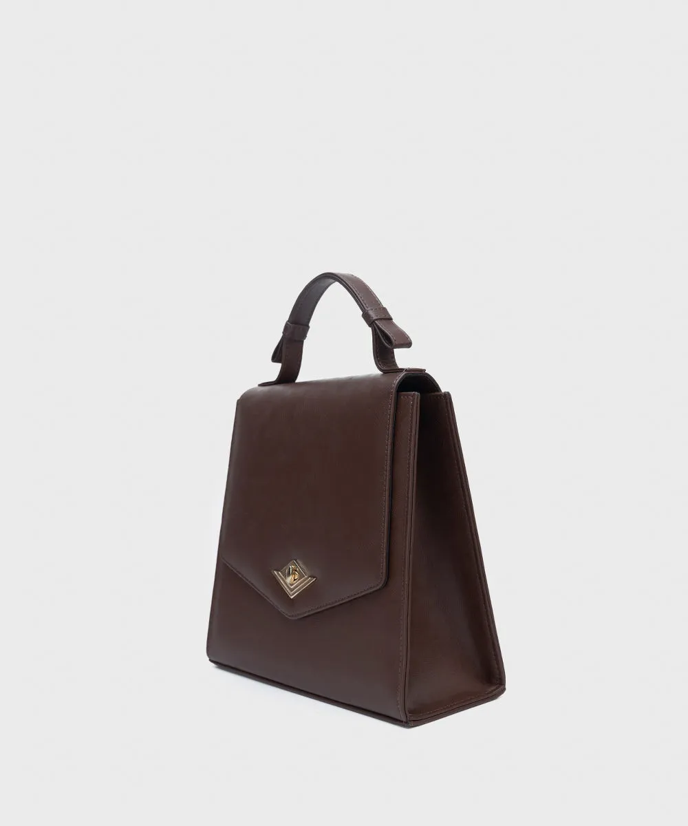 Faux Leather Top Handle Bag