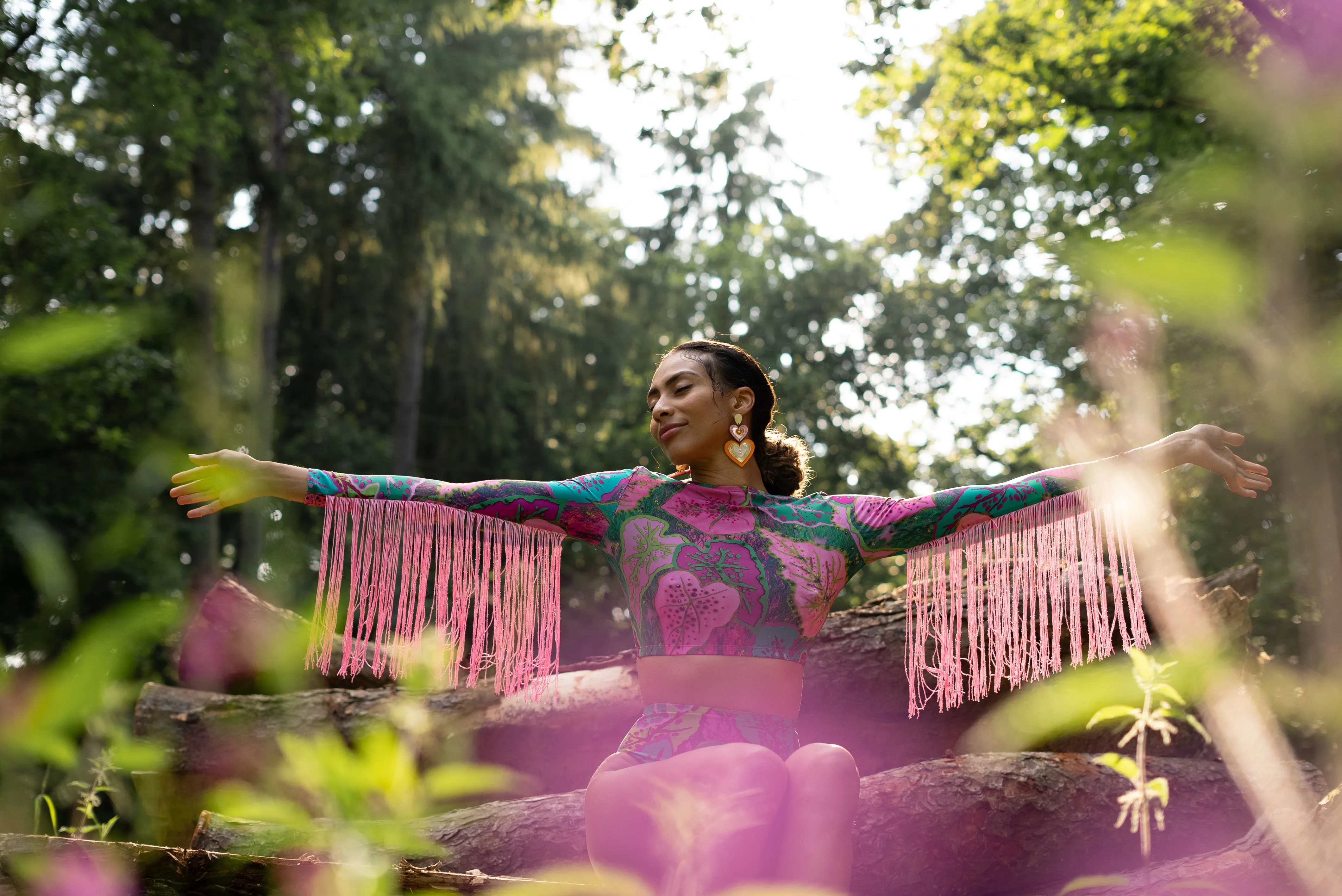 Festival Fringed Crop Top in Cala Elysium