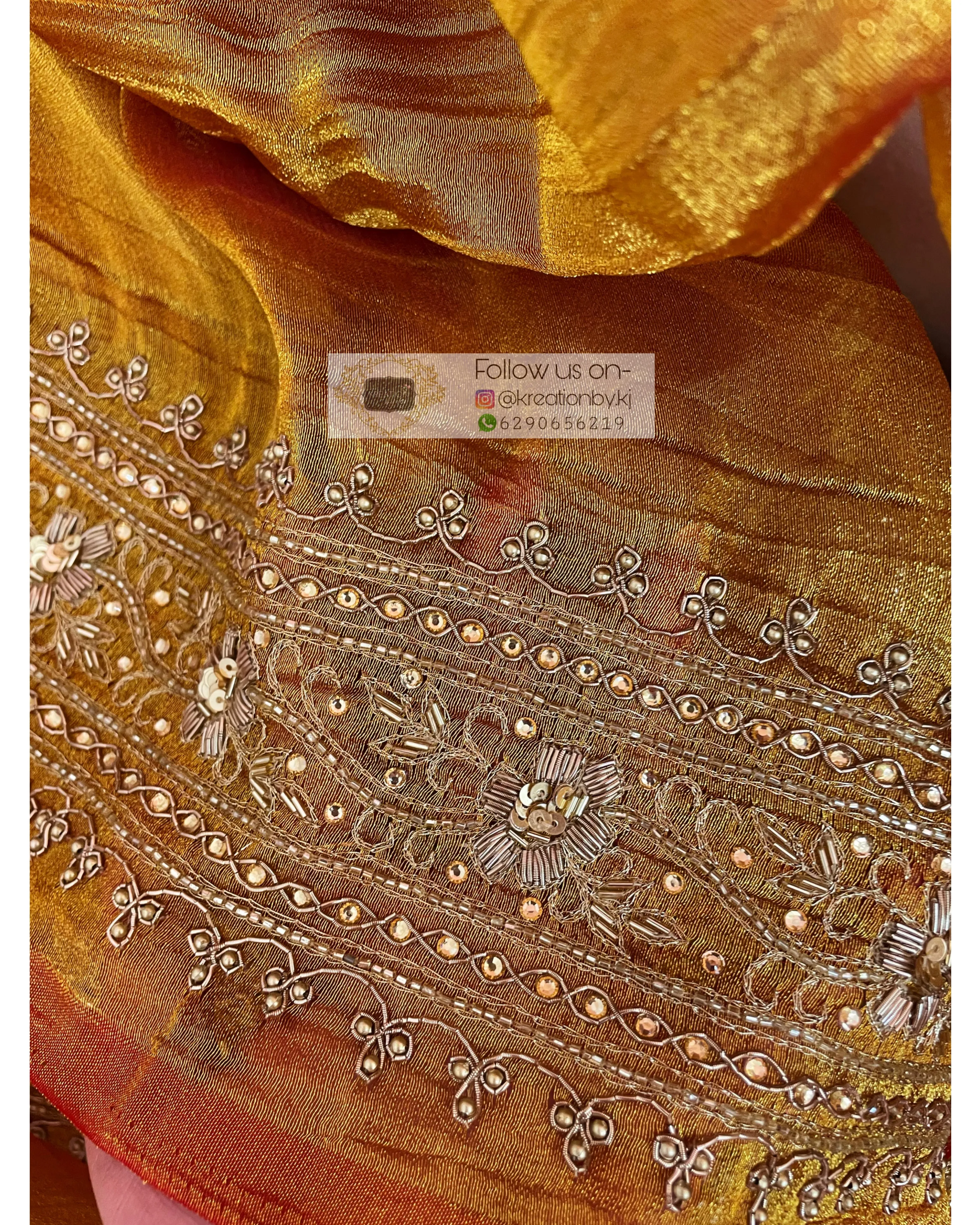 Fiery Gold Zari Tissue Zarina Saree