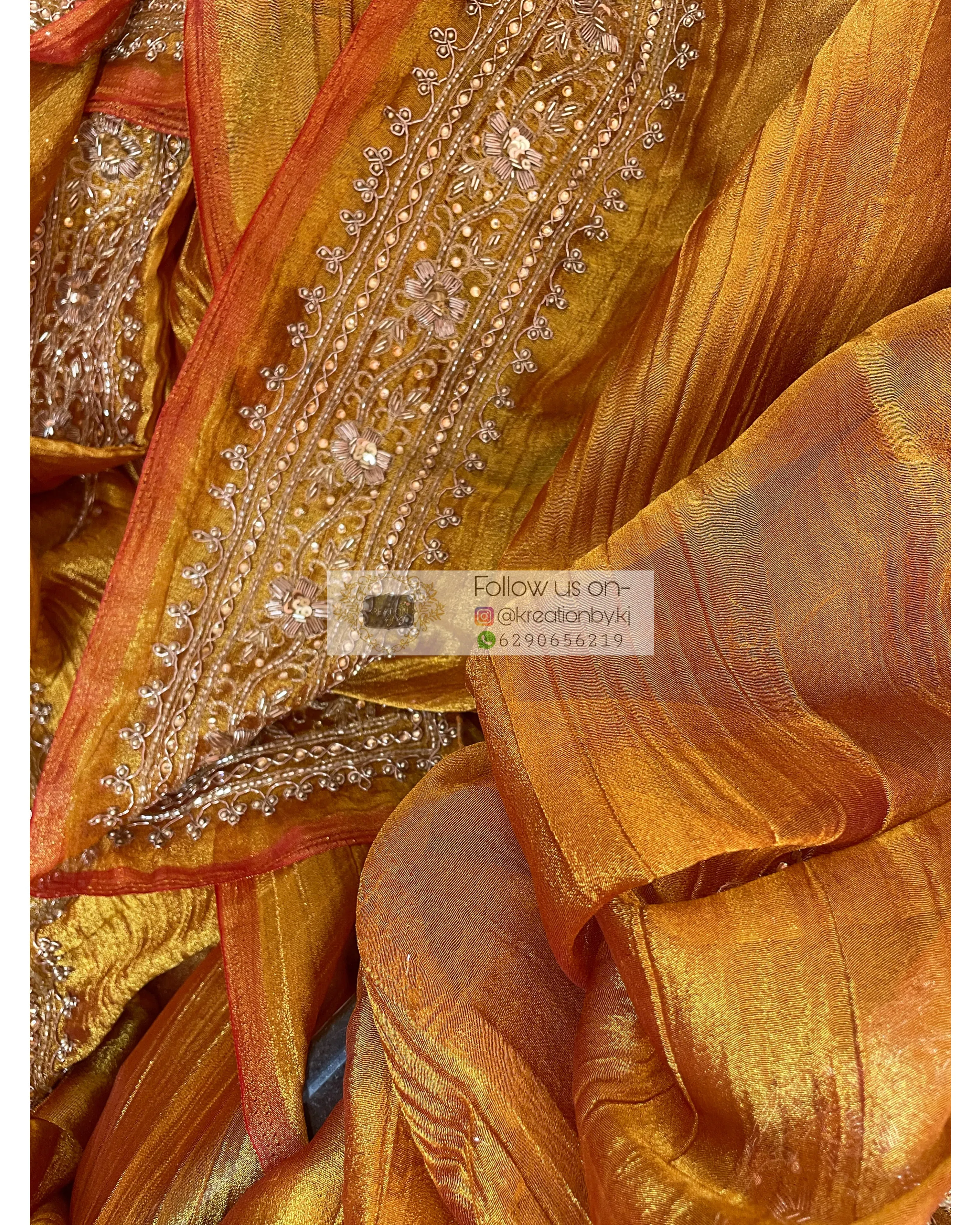 Fiery Gold Zari Tissue Zarina Saree