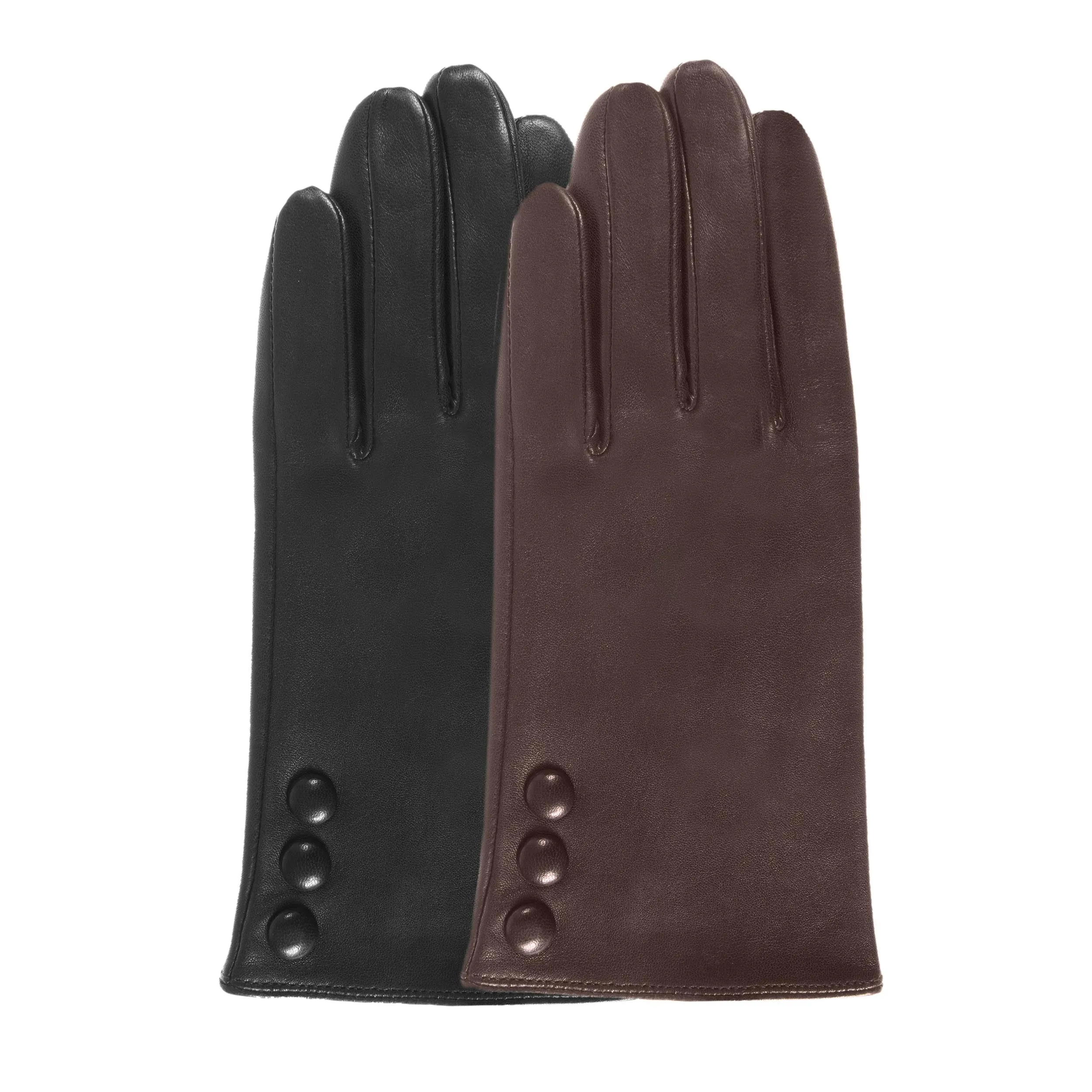 Gants Femme cuir 3 boutons Marron