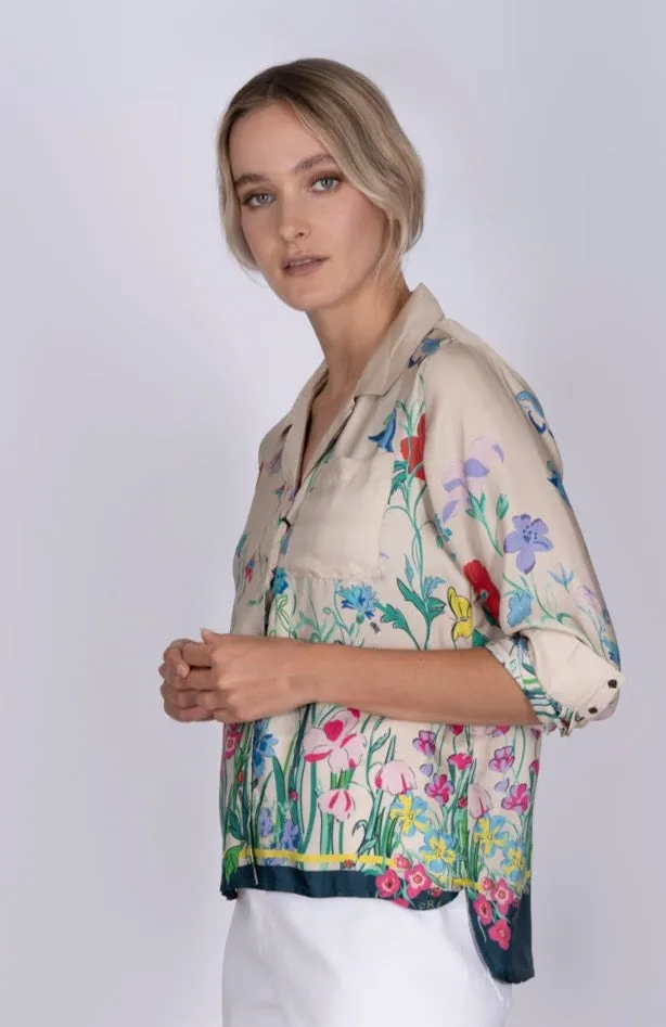 Garden-print silk twill Jodie shirt