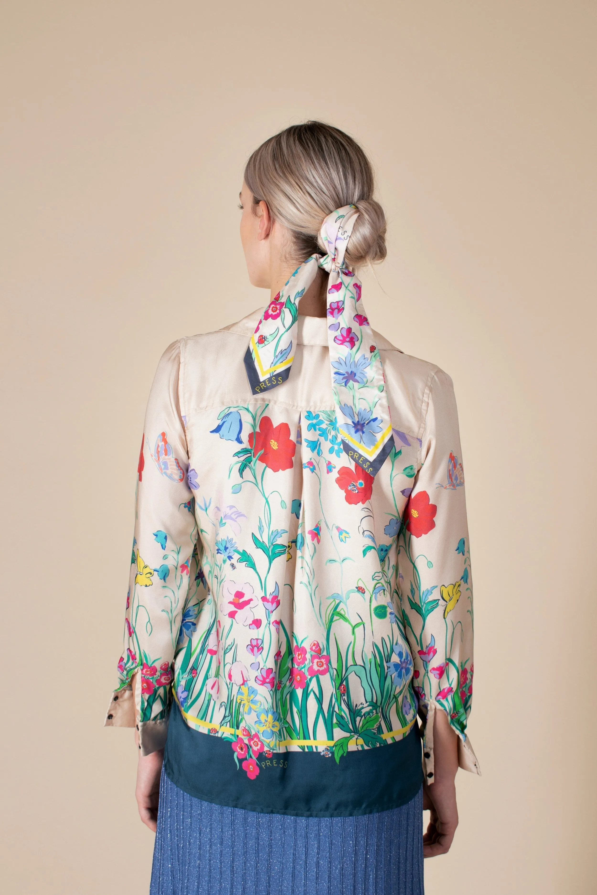 Garden-print silk twill Jodie shirt