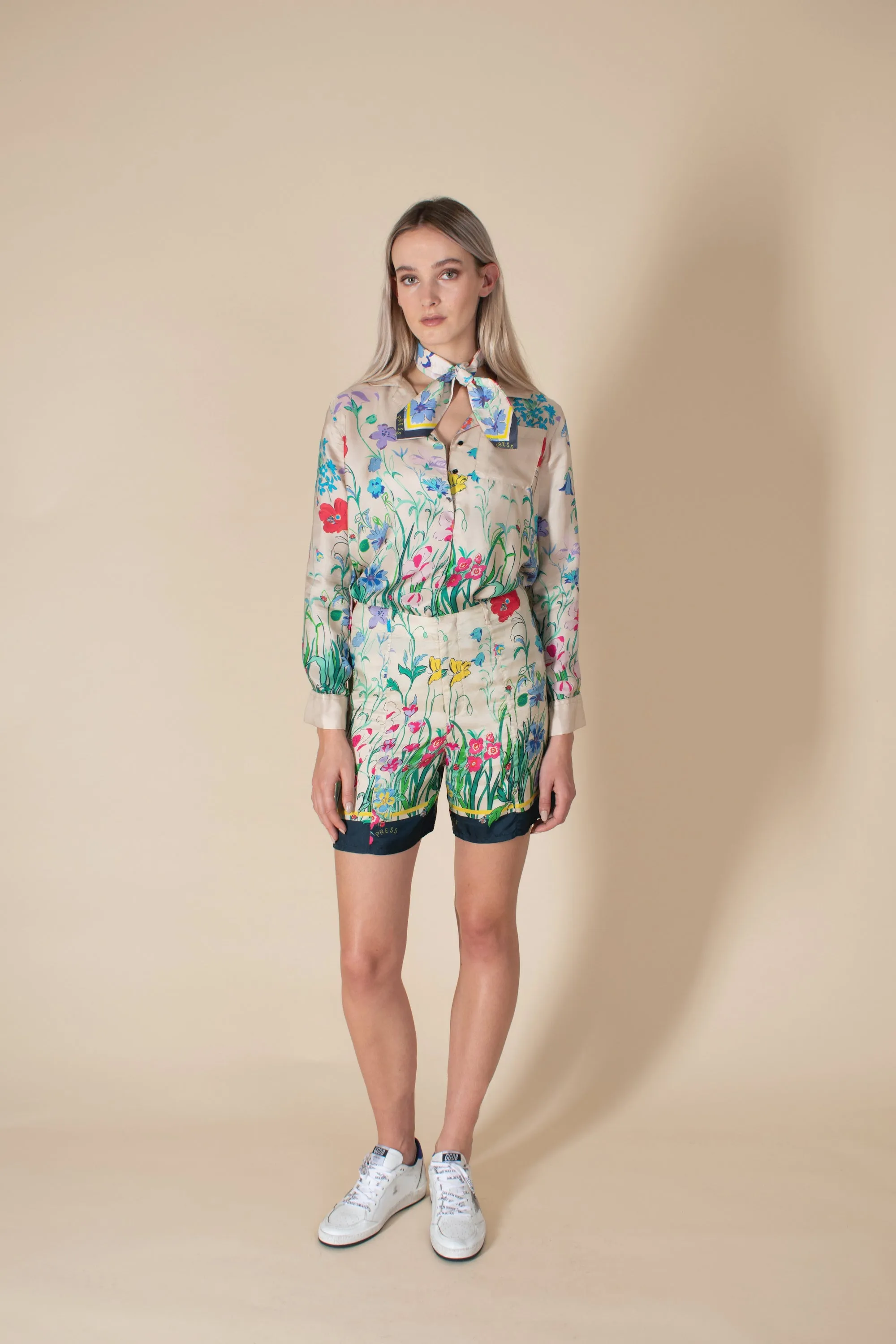 Garden-print silk twill Jodie shirt