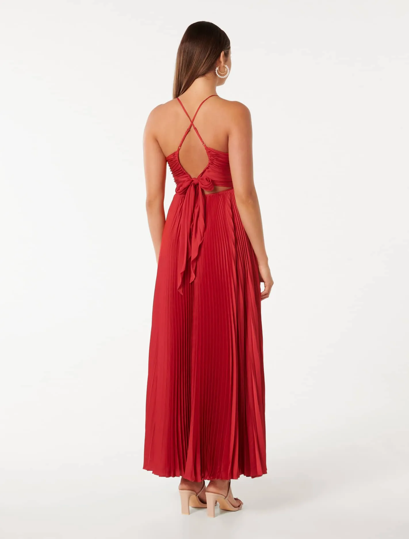 Geri Tie Back Pleated Maxi Dress