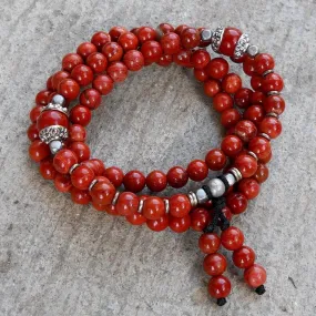 Grounding, 108 Bead Mala Red Jasper Wrap Bracelet Or Necklace