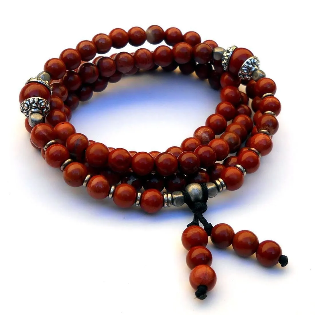 Grounding, 108 Bead Mala Red Jasper Wrap Bracelet Or Necklace