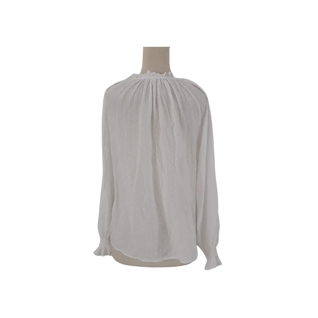 H&M White Embroidered Peasant Blouse | Gently Used |