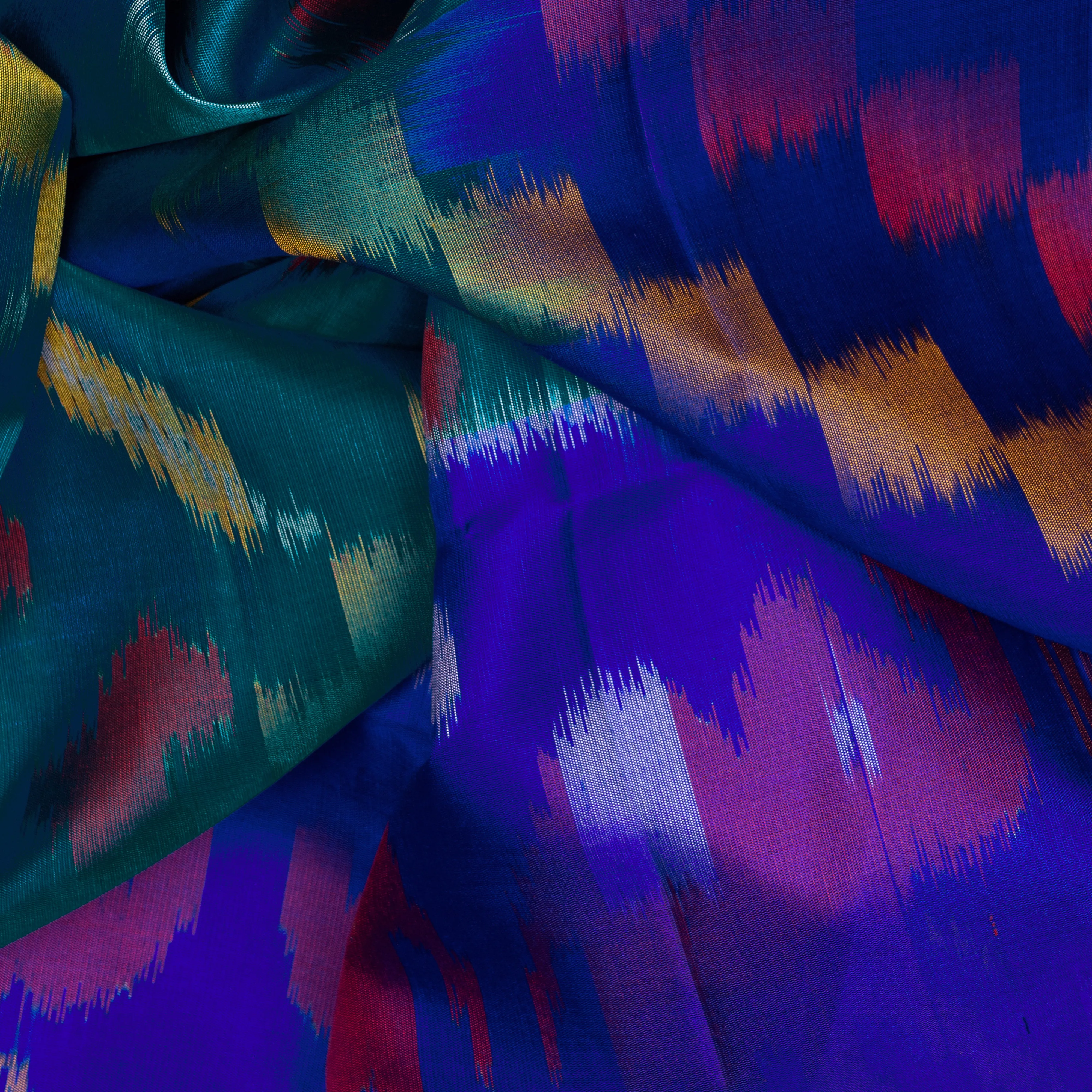 Handwoven Green with Blue Soft Silk Saree - 2105T010112DSC