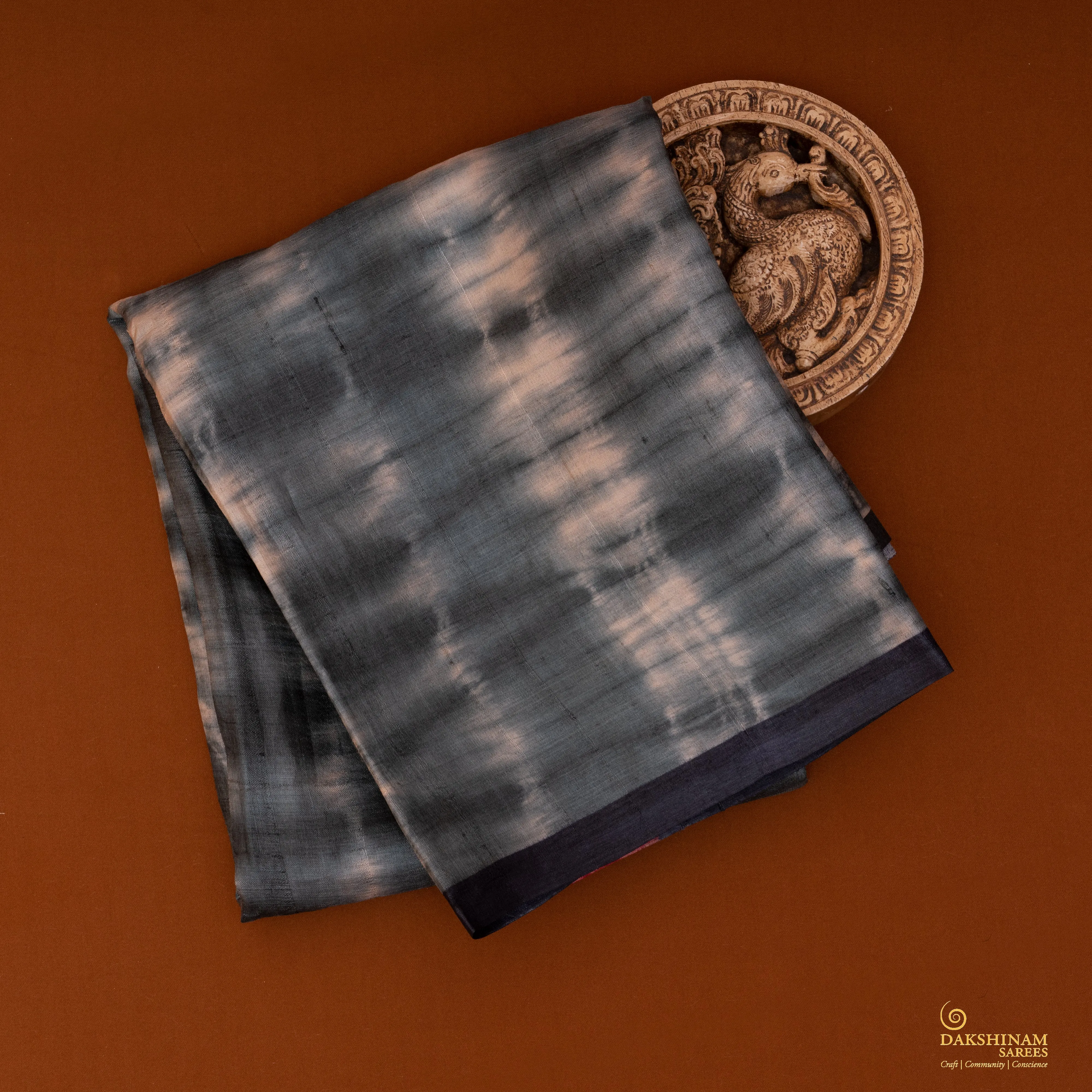 Handwoven Grey with Multi-colours Tussar Silk Saree - 1994T009831DSC