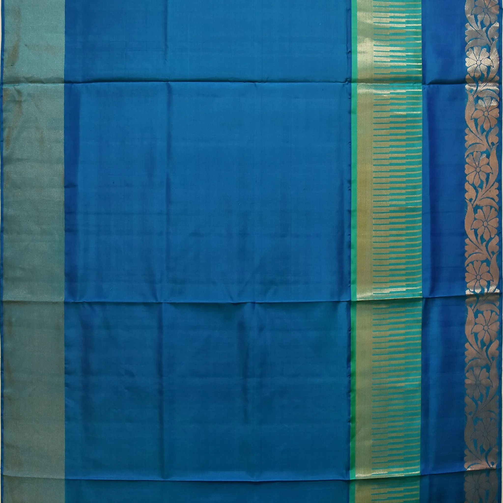 Handwoven Orange with Blue Soft Silk Saree - 301N013614DSS