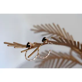 Hoop Earrings Rose Gold Plated with Black Zirconias