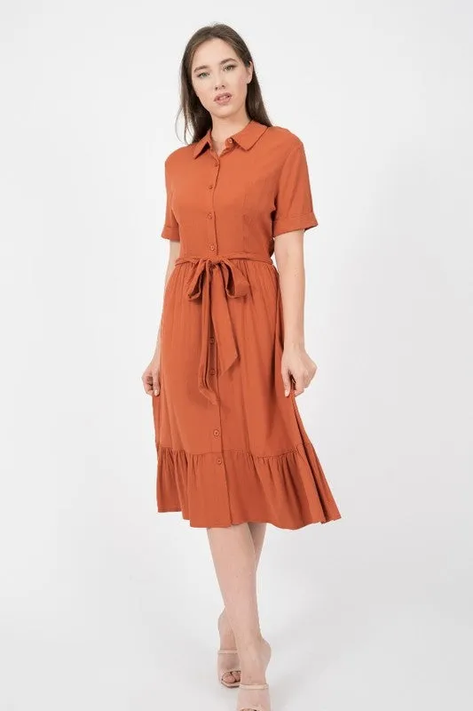 Jayda Midi Dress in Rust