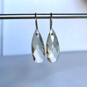 Large lemon quartz teardrops earrings