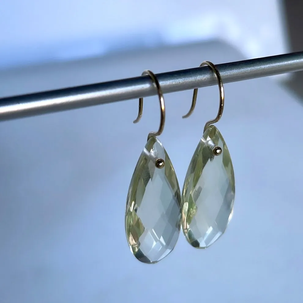 Large lemon quartz teardrops earrings