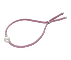 Lavander Elastic Bracelet for Women with Organic Pearl, 8mm Round White Pearl, Adjustable 7.8 Length, Sifnos Collection