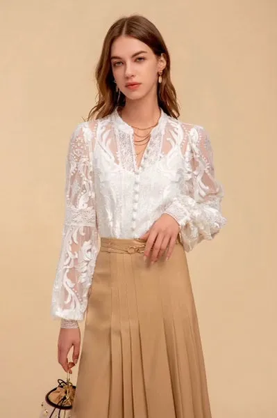 Lila Lace Blouse - White