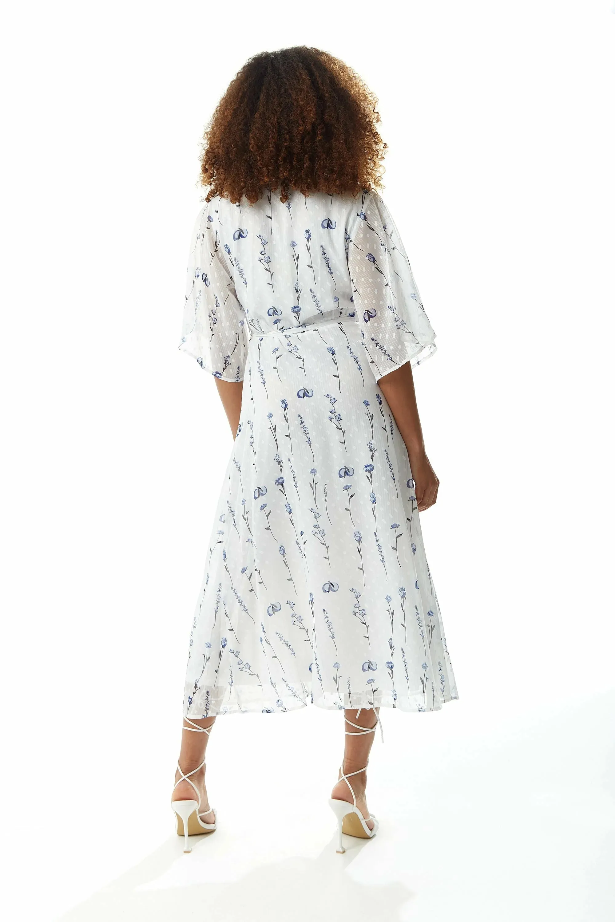 Liquorish Floral Print Midi Wrap Dress