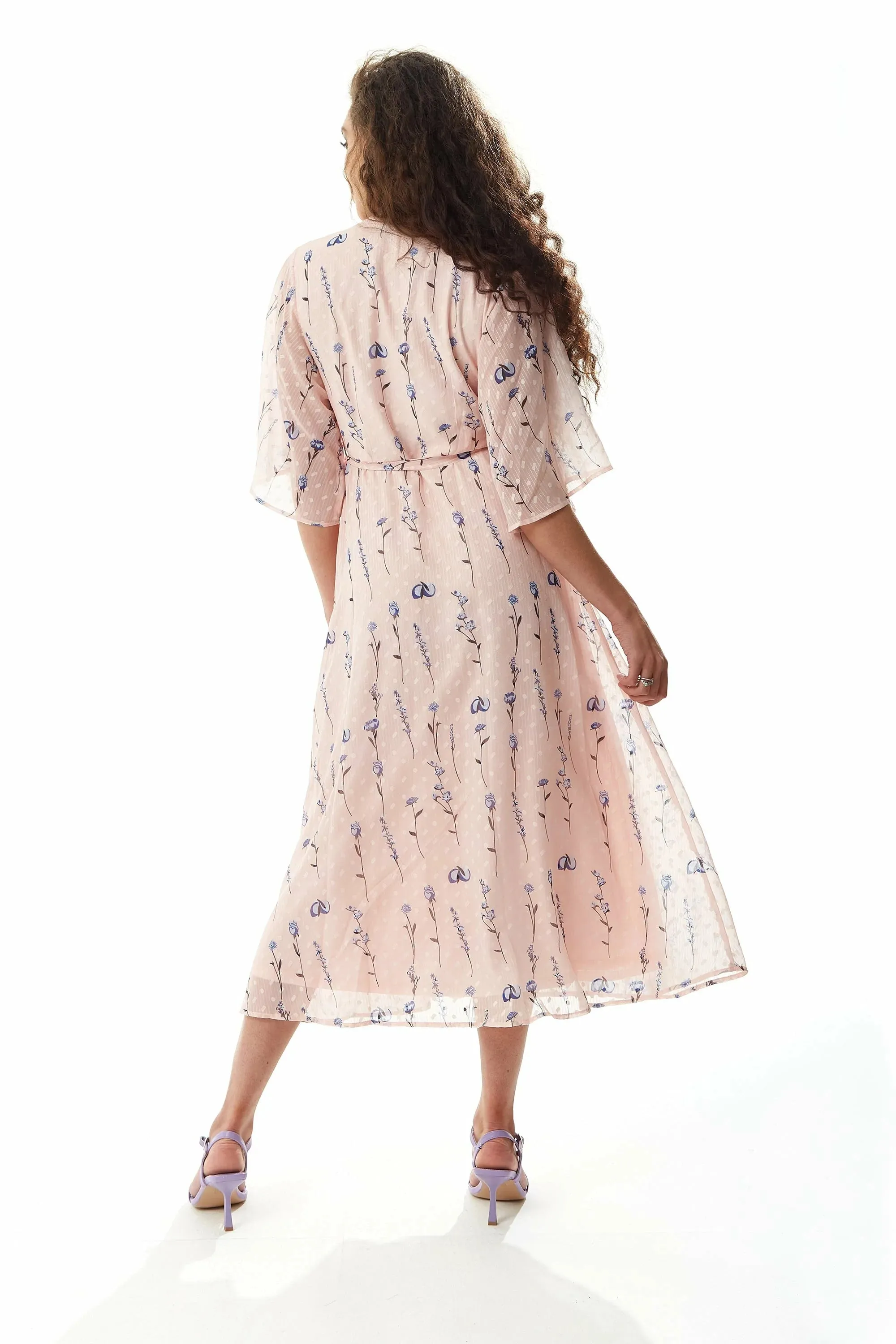 Liquorish Floral Print Midi Wrap Dress