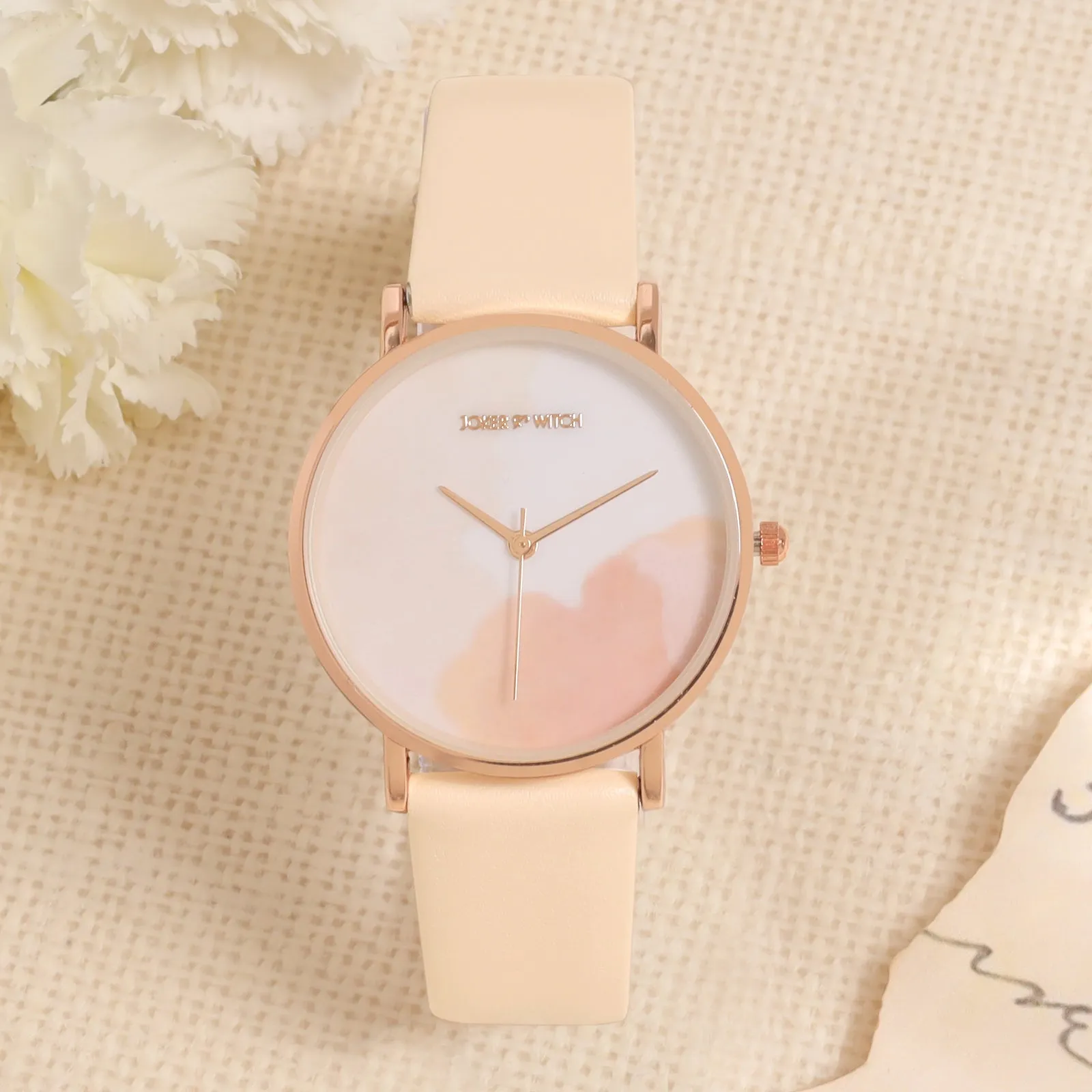 Lively Beige PU Strap Watch