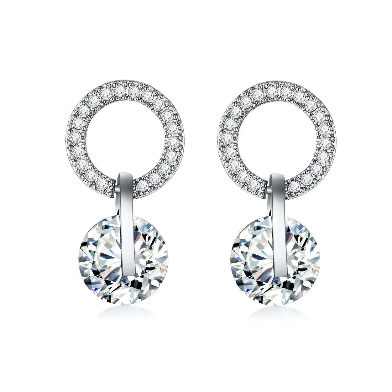 Luxury Earrings Elegant Double Crystal Zircon Drop Dangle Earrings Wedding Jewelry Gifts